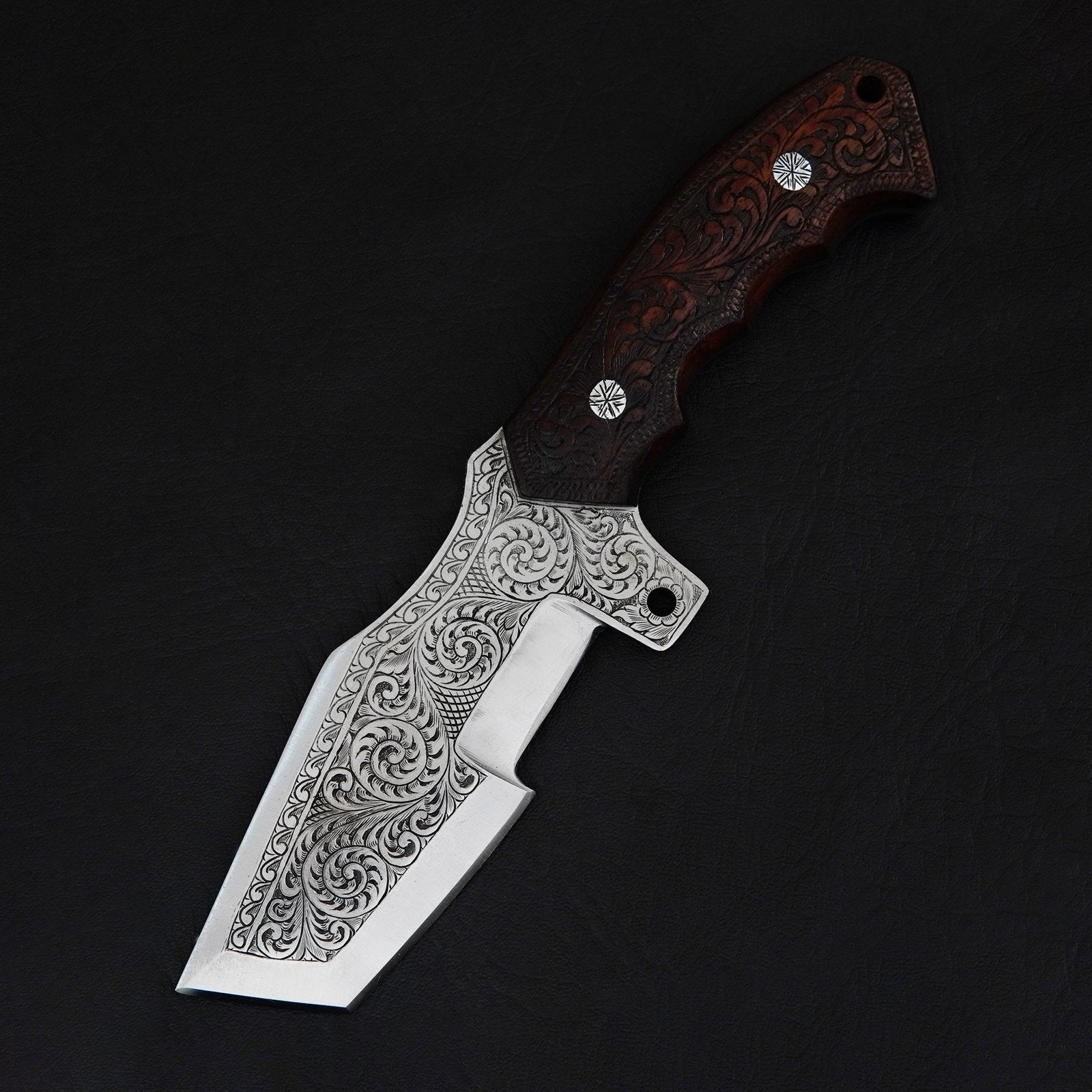 Hand Engraved American Tanto Point Knife